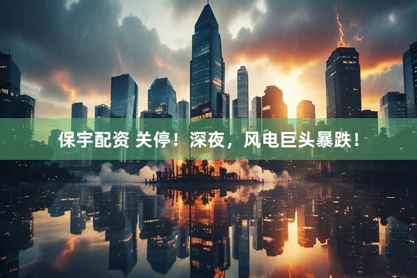 保宇配资 关停！深夜，风电巨头暴跌！